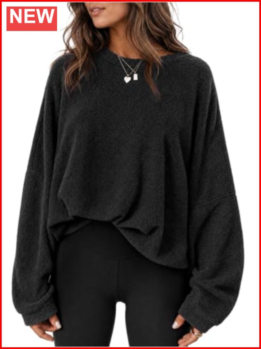 Womens Oversized Polar Fleece Sweatshirt Fuzzy Pullover Crewneck Fall